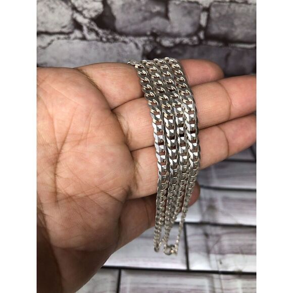 🔥🔥🔥 925 Sterling Silver Cuban Link Curb Chain Necklace 26" 3mm Italy 🔥🔥🔥 - Picture 10 of 13